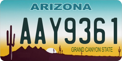 AZ license plate AAY9361