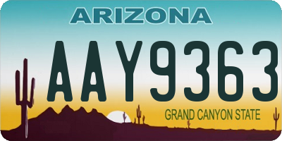 AZ license plate AAY9363
