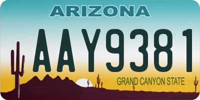 AZ license plate AAY9381