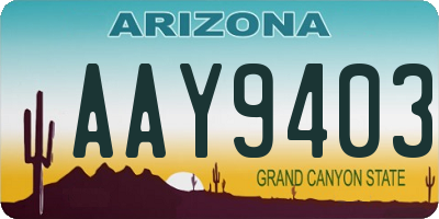 AZ license plate AAY9403