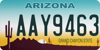 AZ license plate AAY9463