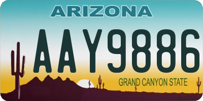 AZ license plate AAY9886