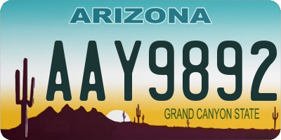 AZ license plate AAY9892
