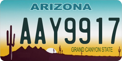 AZ license plate AAY9917