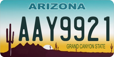 AZ license plate AAY9921