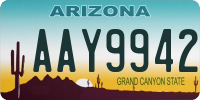 AZ license plate AAY9942