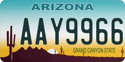 AZ license plate AAY9966