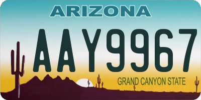 AZ license plate AAY9967