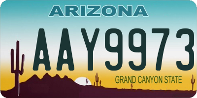 AZ license plate AAY9973