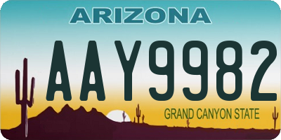 AZ license plate AAY9982