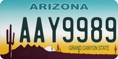 AZ license plate AAY9989