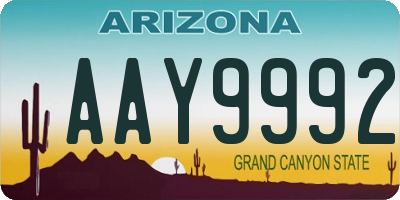 AZ license plate AAY9992