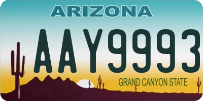 AZ license plate AAY9993