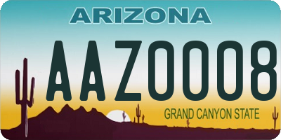 AZ license plate AAZ0008
