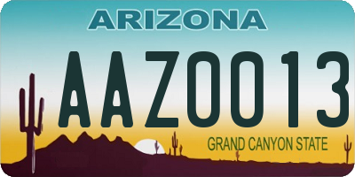 AZ license plate AAZ0013