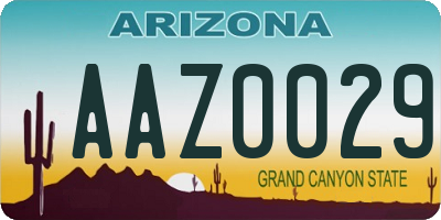 AZ license plate AAZ0029