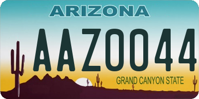 AZ license plate AAZ0044