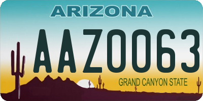 AZ license plate AAZ0063
