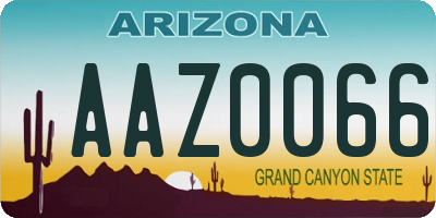 AZ license plate AAZ0066