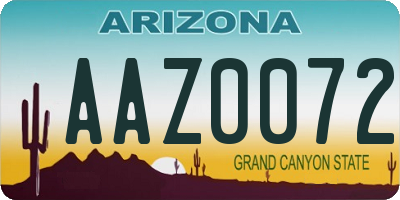 AZ license plate AAZ0072