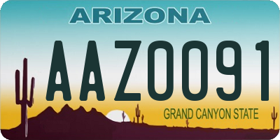 AZ license plate AAZ0091