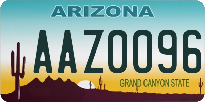AZ license plate AAZ0096