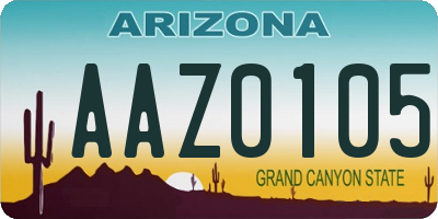AZ license plate AAZ0105