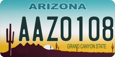 AZ license plate AAZ0108
