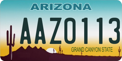 AZ license plate AAZ0113