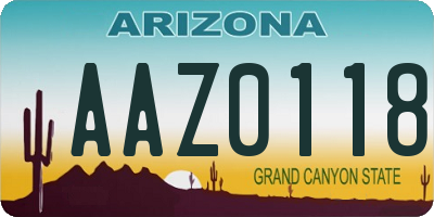 AZ license plate AAZ0118