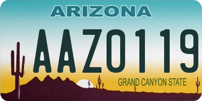 AZ license plate AAZ0119