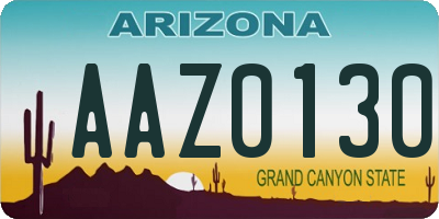 AZ license plate AAZ0130