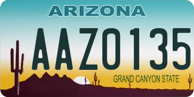 AZ license plate AAZ0135