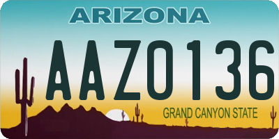 AZ license plate AAZ0136