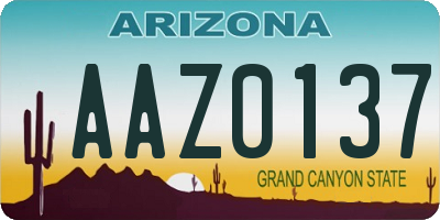 AZ license plate AAZ0137