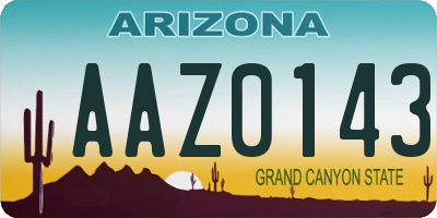 AZ license plate AAZ0143