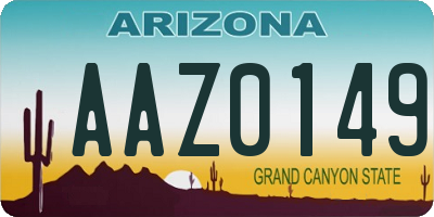 AZ license plate AAZ0149