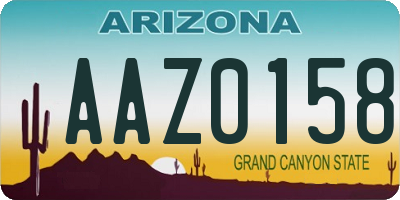 AZ license plate AAZ0158