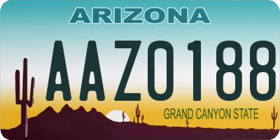 AZ license plate AAZ0188