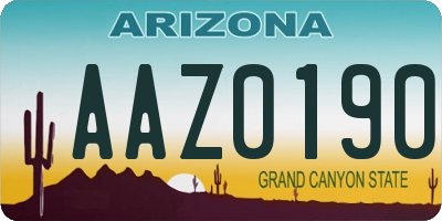 AZ license plate AAZ0190