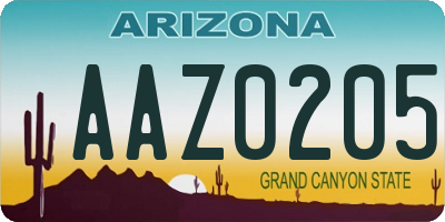 AZ license plate AAZ0205