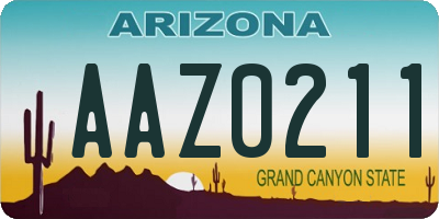 AZ license plate AAZ0211