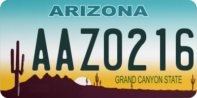 AZ license plate AAZ0216