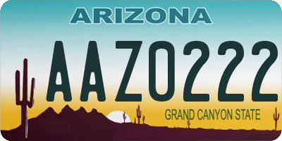 AZ license plate AAZ0222
