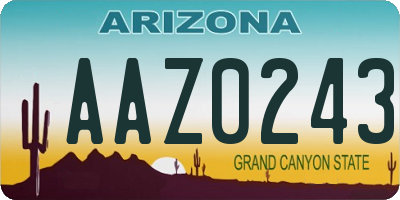 AZ license plate AAZ0243
