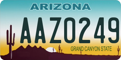 AZ license plate AAZ0249
