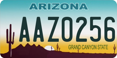AZ license plate AAZ0256