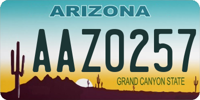 AZ license plate AAZ0257