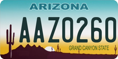 AZ license plate AAZ0260