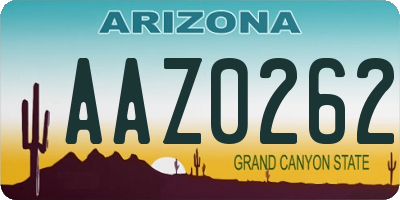 AZ license plate AAZ0262
